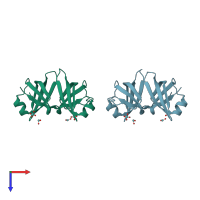 PDB entry 1h9m coloured by chain, top view.