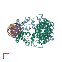 PDB entry 1h9t coloured by chain, top view.