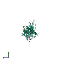 PDB entry 1ha0 coloured by chain, side view.