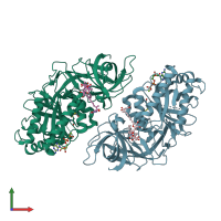 PDB entry 1ha3 coloured by chain, front view.