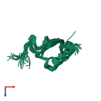 PDB entry 1ha6 coloured by chain, ensemble of 20 models, top view.