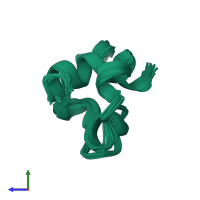 PDB entry 1ha8 coloured by chain, ensemble of 20 models, side view.