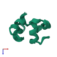 PDB entry 1ha8 coloured by chain, ensemble of 20 models, top view.