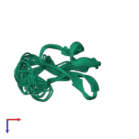 PDB entry 1ha9 coloured by chain, ensemble of 30 models, top view.