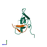 PDB entry 1haa coloured by chain, side view.
