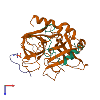 PDB entry 1hah coloured by chain, top view.