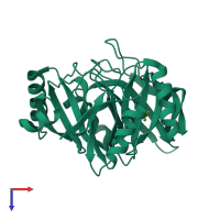 PDB entry 1han coloured by chain, top view.