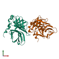 PDB entry 1hav coloured by chain, front view.