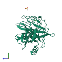 PDB entry 1hay coloured by chain, side view.