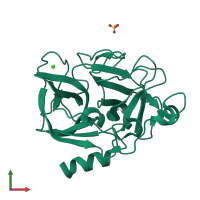 PDB entry 1hb0 coloured by chain, front view.