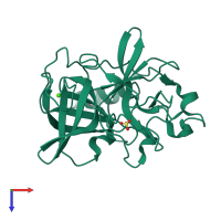 PDB entry 1hb0 coloured by chain, top view.
