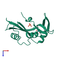 PDB entry 1hby coloured by chain, top view.