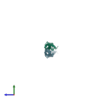 PDB entry 1hci coloured by chain, side view.