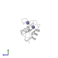 ZINC ION in PDB entry 1hcp, assembly 1, side view.