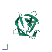 PDB entry 1hcv coloured by chain, side view.