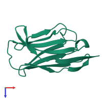 PDB entry 1hcv coloured by chain, top view.