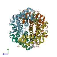 PDB entry 1hda coloured by chain, side view.