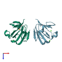 PDB entry 1hdf coloured by chain, top view.