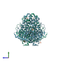 PDB entry 1hdh coloured by chain, side view.