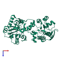 Phosphoglycerate kinase 1 in PDB entry 1hdi, assembly 1, top view.