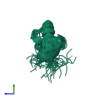 PDB entry 1hdj coloured by chain, ensemble of 20 models, side view.