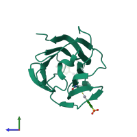 PDB entry 1hdk coloured by chain, side view.