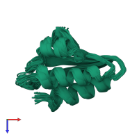 PDB entry 1hdn coloured by chain, ensemble of 30 models, top view.