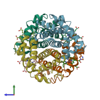PDB entry 1hds coloured by chain, side view.