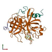 PDB entry 1hdt coloured by chain, front view.