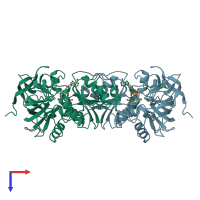 PDB entry 1hdz coloured by chain, top view.