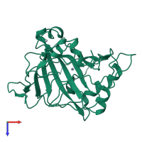 PDB entry 1heb coloured by chain, top view.