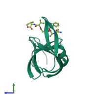 PDB entry 1heg coloured by chain, side view.