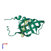 PDB entry 1heg coloured by chain, top view.