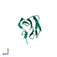 PDB entry 1heh coloured by chain, side view.