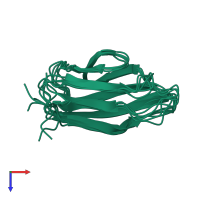 PDB entry 1hej coloured by chain, ensemble of 5 models, top view.