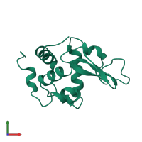 PDB entry 1hem coloured by chain, front view.