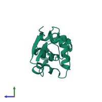 PDB entry 1hem coloured by chain, side view.