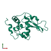 PDB entry 1heq coloured by chain, front view.