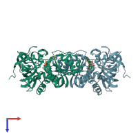 PDB entry 1heu coloured by chain, top view.