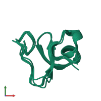PDB entry 1hev coloured by chain, ensemble of 6 models, front view.