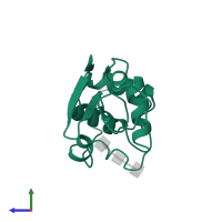 Lysozyme C in PDB entry 1hew, assembly 1, side view.