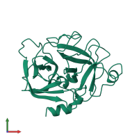 PDB entry 1hfd coloured by chain, front view.
