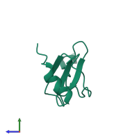 PDB entry 1hfg coloured by chain, side view.