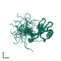 PDB entry 1hfn coloured by chain, ensemble of 38 models, front view.