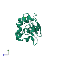 PDB entry 1hfx coloured by chain, side view.