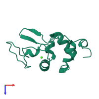 PDB entry 1hfx coloured by chain, top view.