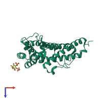 PDB entry 1hg2 coloured by chain, top view.