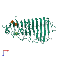 PDB entry 1hg8 coloured by chain, top view.