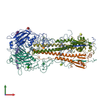 PDB entry 1hgd coloured by chain, front view.