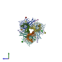 PDB entry 1hgd coloured by chain, side view.